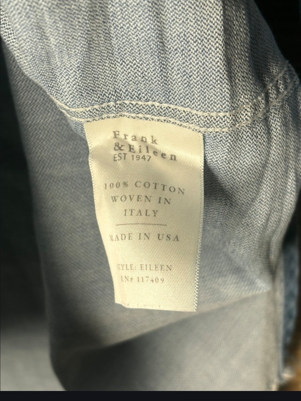 Frank & Eileen Eileen Denim Relaxed Fit Button-Down Shirt Size Large - Picture 7 of 15